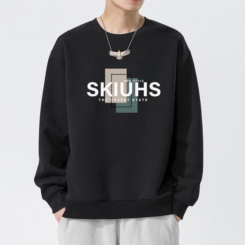 运动卫衣男春秋季韩版潮流宽松重磅打底衫印花字母大码圆领外套潮