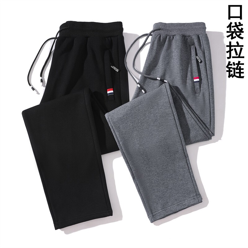 休闲裤男士潮牌百搭直筒长裤子宽松大码春秋冬季加绒束脚运动卫裤