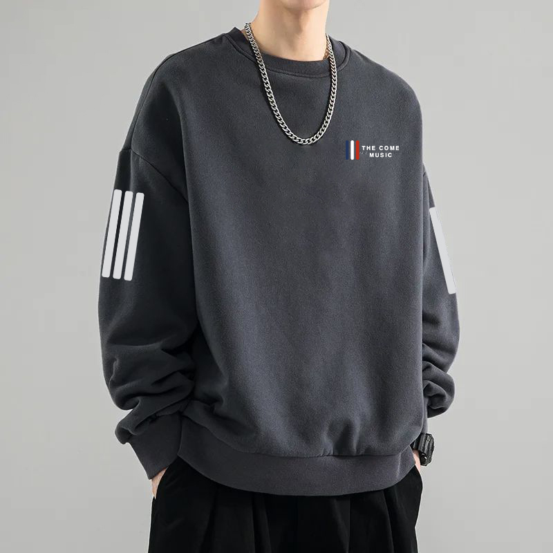 男人干活穿的衣服春秋季长袖卫衣宽松圆领便宜上班工作男装T恤衫