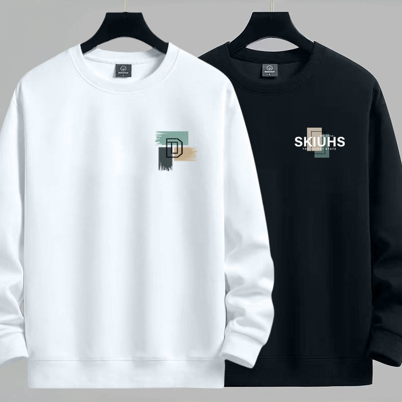 潮牌卫衣男春秋季宽松长袖t恤重磅运动休闲打底衣服圆领体恤薄款