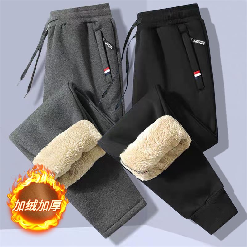 羊羔绒休闲运动棉裤男