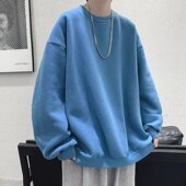 清仓捡漏外贸潮牌打底衫 宽松百搭加绒纯色长袖 男士 卫衣春秋冬季