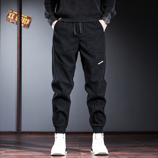 韩版 男裤 加绒加厚外穿灯芯绒卫裤 宽松百搭束脚哈伦裤 潮流 子秋冬季