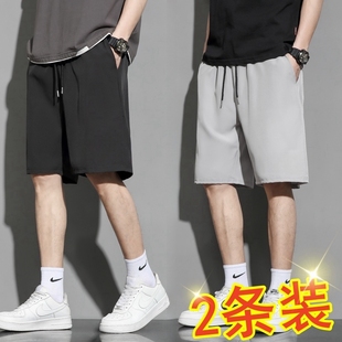 ins潮流五分運(yùn)動(dòng)中褲 冰絲短褲 夏季 速干寬松緊腰休閑褲 男款 子外穿