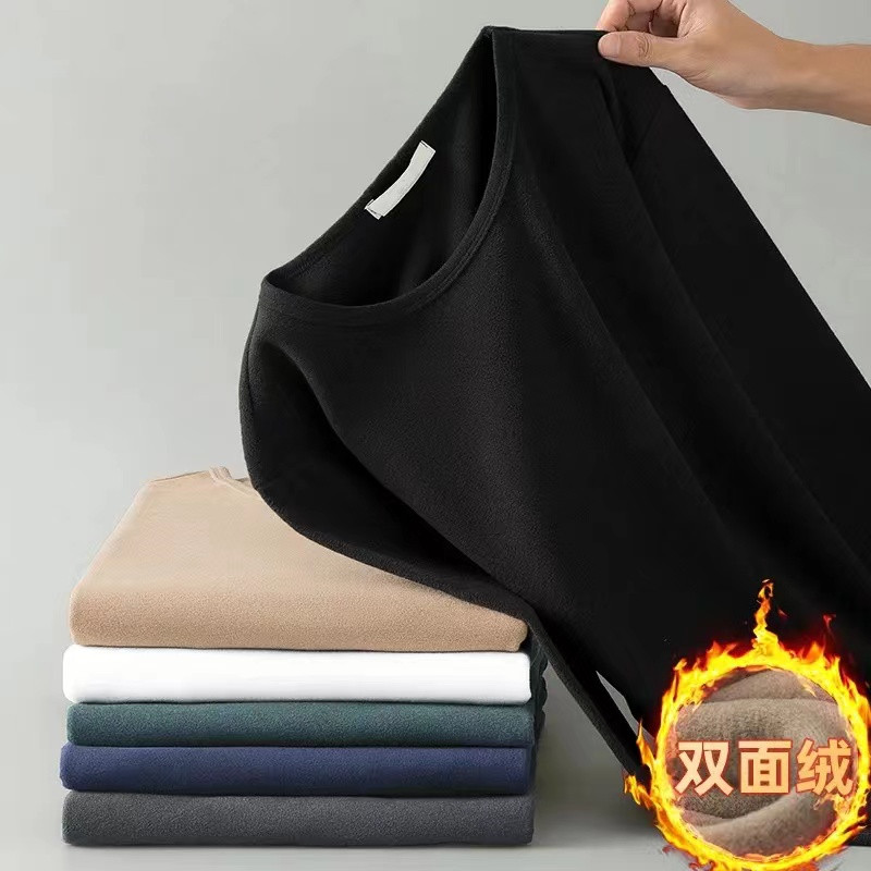 德绒长袖男2025新款春秋季套头修身体恤大码休闲运动冬季保暖上衣