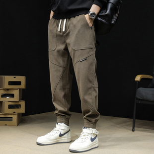 痞帅秋冬加绒长裤 收口束脚运动卫裤 子潮牌宽松外穿美式 灯芯绒男裤