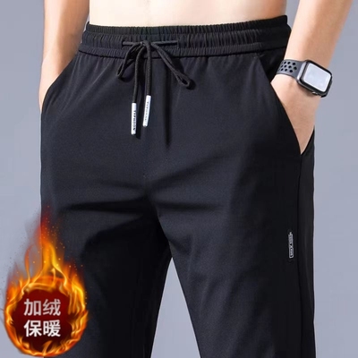 外贸出口原单男士休闲长裤直筒宽松秋冬季加绒裤子韩版潮流运动裤