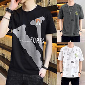 半袖 男士 冰丝2026新款 t恤夏季 体恤圆领ns潮流宽松百搭上衣服 短袖