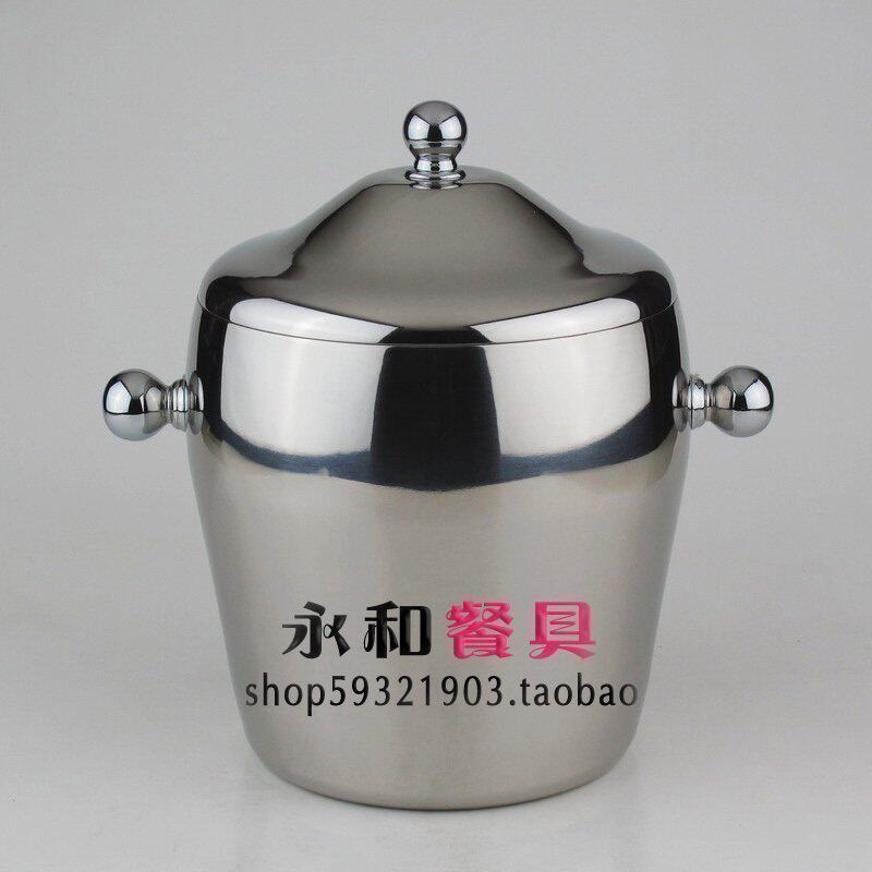 加厚不锈钢双层保温冰桶 冰粒桶 饮料啤酒香槟桶红酒冰块桶送冰夹