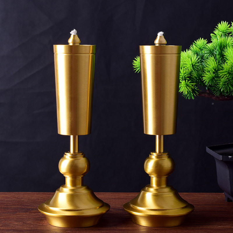 供佛光身素面款烛油灯铜油灯液体酥油灯佛贡灯长明灯烛台高脚油灯