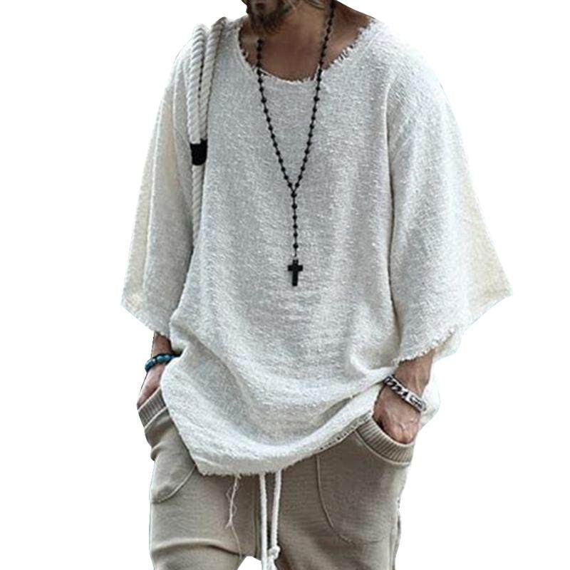 Autumn Winter Men Gradient Long Sleeve Round Neck Sweater