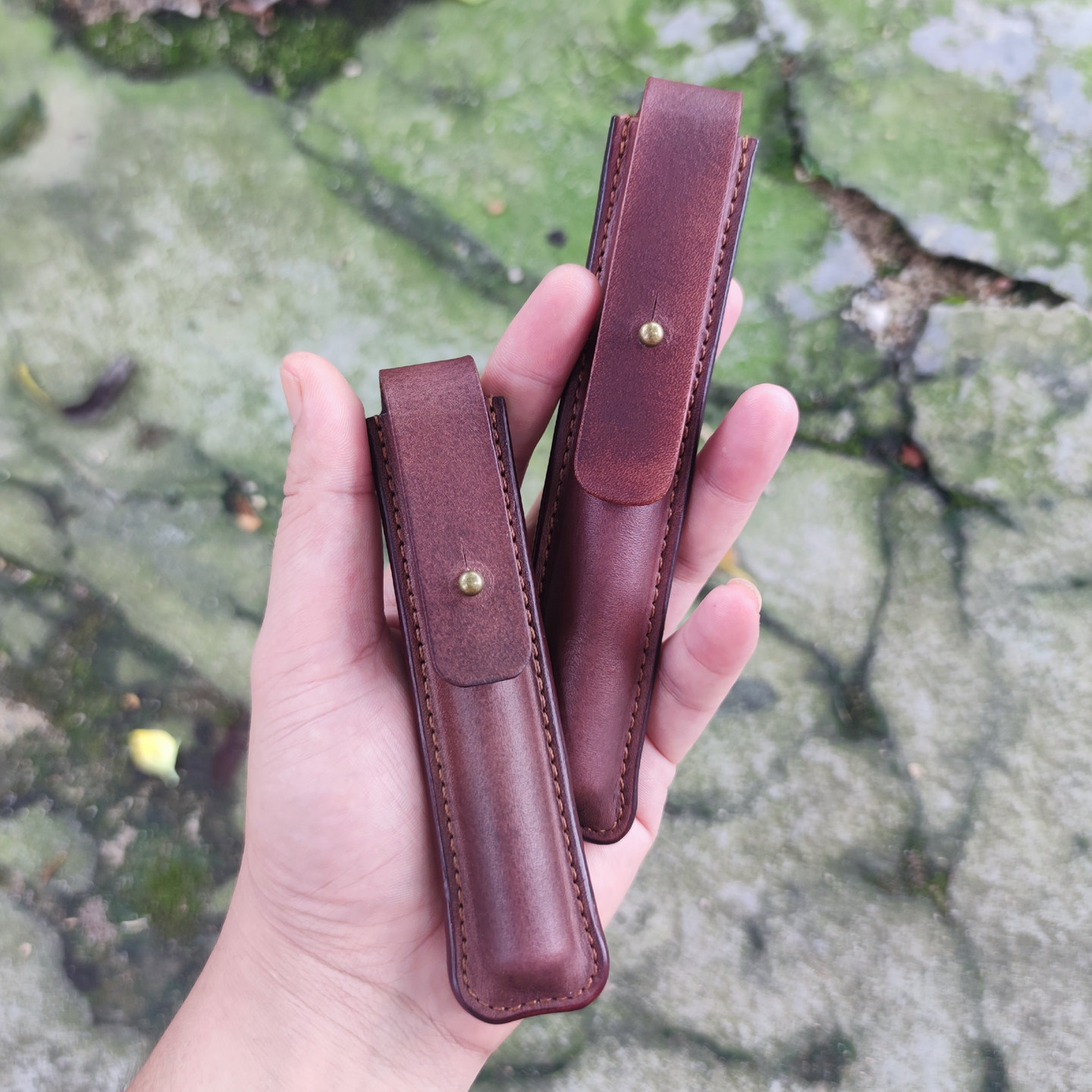 头层牛皮钢笔保护套笔袋笔盒真皮纯手工牛皮防摔笔筒植鞣便携笔袋
