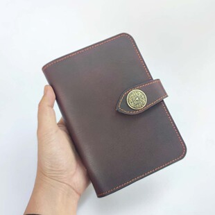 手工牛皮记事本a6活页创意旅行者tn手帐本笔记本子复古真皮FC宽版