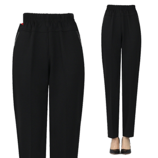 妈妈裤子春秋款长裤女士中老年年宽松大码松紧高腰裤直筒休闲女裤