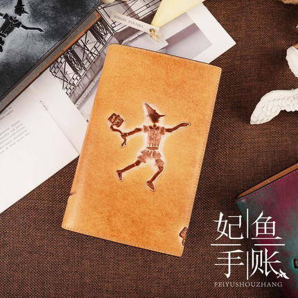 日本Brit House匹诺曹手帐意大利牛皮立体印花真皮活页手账本A7A6