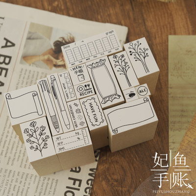 ②现货日本三光堂sunkodo木质印章计划时间日常星期丸标签手帐素