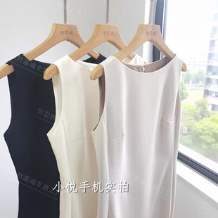 巨显瘦# T家经典進口三醋酸纯色无袖修身显瘦船领鱼尾连衣裙春夏