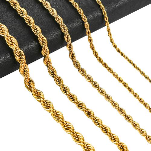 2/3/4/5/6mm Rope Chain Necklace Stainless Steel Men Women Ne