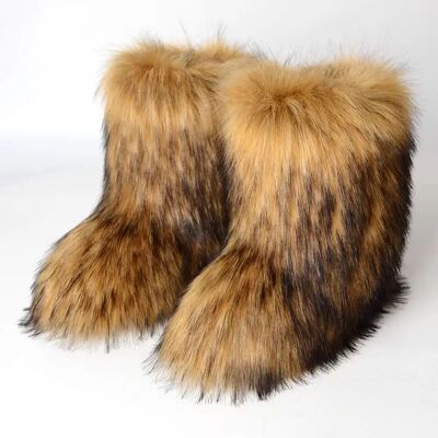 Y2K Fluffy Mid-calf Boots Winter WomenSnow Boots Warm Cotton