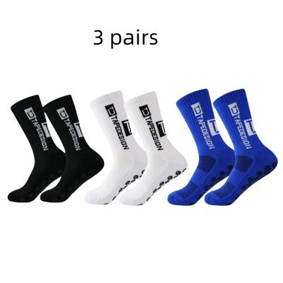 3 Pairs New Anti Slip Football Socks For Men's Outdoor Sport