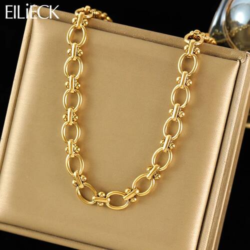316L Stainless Steel Metal Chain Necklace For Women18K Gold