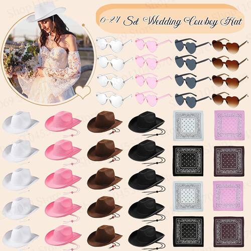 6-24Set Pink Cowboy Hats Wedding Cowboy Hats Bachelorette Co
