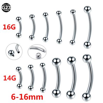 1/10pcs Titanium Internally Threaded Eyebrow Banana Piercing