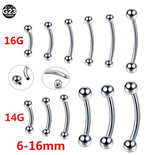 1/10pcs Titanium Internally Threaded Eyebrow Banana Piercing