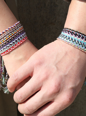 Colorful Cotton Rope Friendship Bracelet Copper Beads Tassel