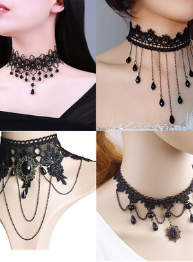 Fashion Cosplay Halloween Costume Black Necklace Gothic Stea
