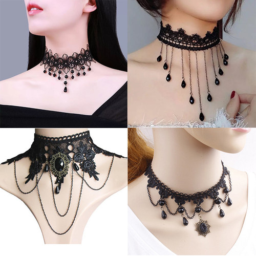 Fashion Cosplay Halloween Costume Black Necklace Gothic Stea