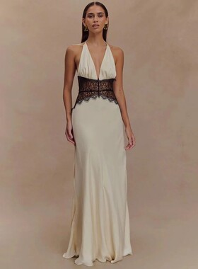Mozision Summer Backless Sexy Maxi Dress Women Gown Patchwor