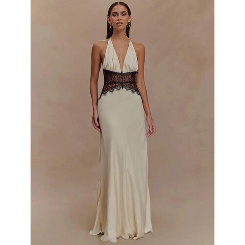 Mozision Summer Backless Sexy Maxi Dress Women Gown Patchwor
