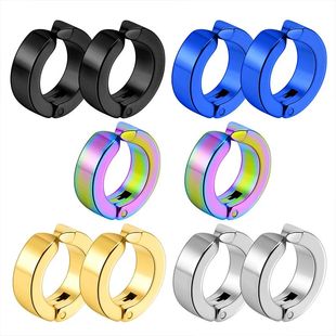 2 Pcs Classic Punk Stainless Steel Ear Clip Earrings for Men