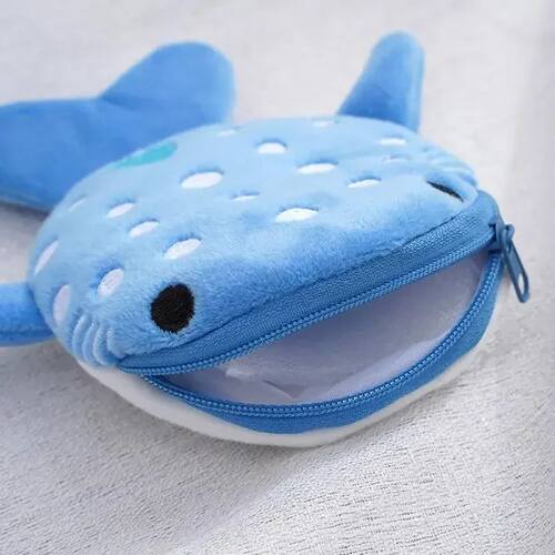 Fashion Cute Blue Shark Mini Whales Coin Purse Plush Zipper