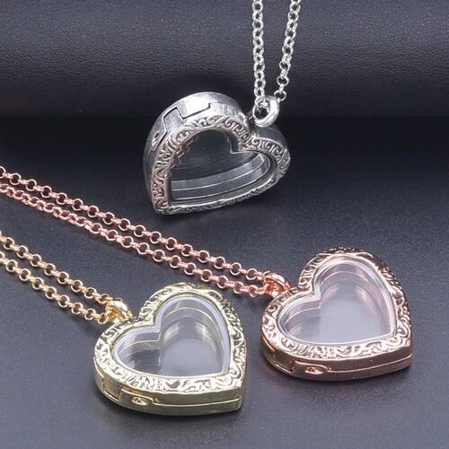 1Pc Trendy Sweet Love Glass Reliquary Photo Locket Pendant N