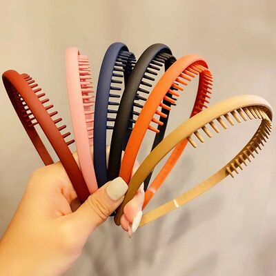 Women Simple Colorful Matte Toothed Hairbands Broken Hair Fi