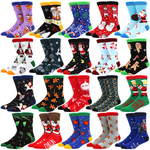 Christmas Tree Snow Elk Gift Cotton Happy Men Socks New 2022