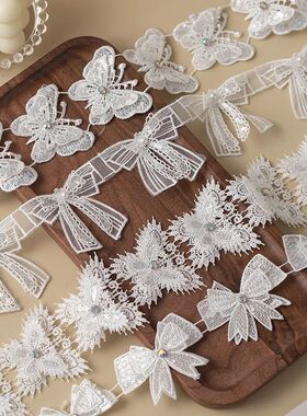3D Butterfly Lace Trim Fabric Rhinestone Sewing Accessories