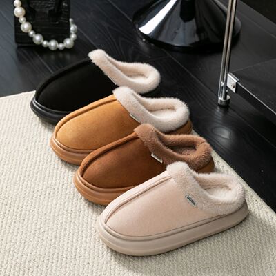 Fashion Fluffy Platform Soft Slippers for Women Plush Warm C