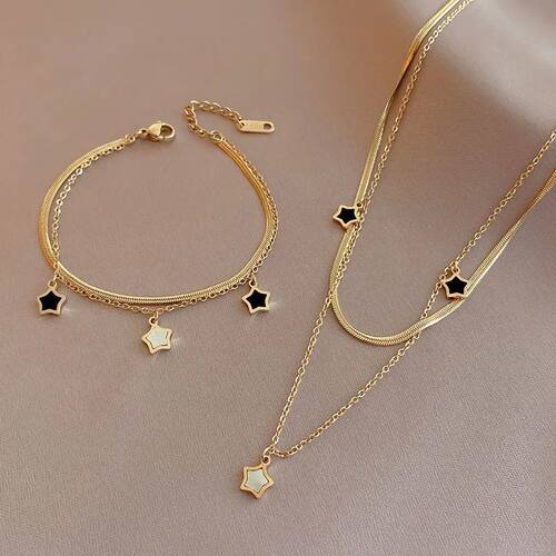 316L Stainless Steel Multilayer Chain Star Charm Necklace Br