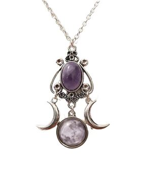 Black/red/purple Triple Moon Pendant Necklace Jewelry