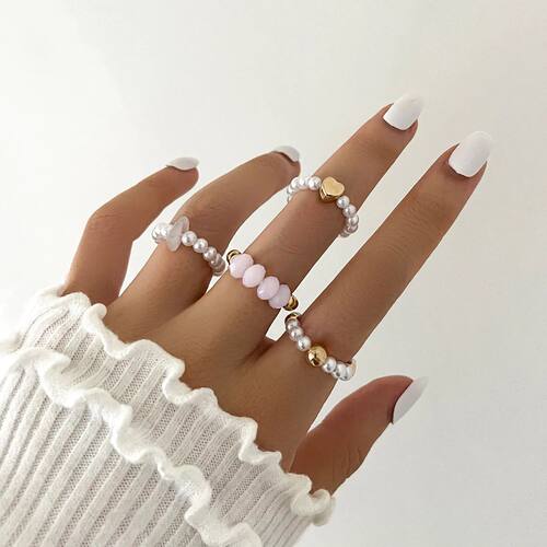 4 Pcs/Set Mixed Handmade Pearl Stone Acrylic Small Round Bea