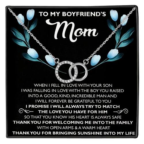 To My Boyfriend's Mom Cubic Zirconia Double Ring Necklace Wi