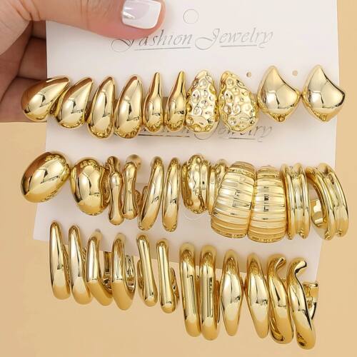 5pairs-17pairs Classic Plastic Material Water Drop Gold-plat