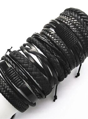 10 Pcs/set Black Wrap Woven NewHandmade Men Bracelets Male W