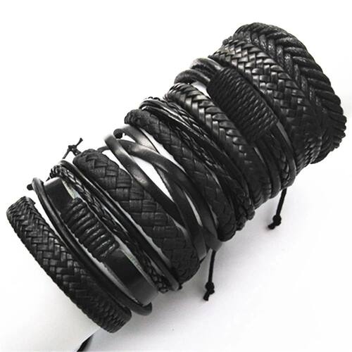 10 Pcs/set Black Wrap Woven NewHandmade Men Bracelets Male W