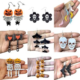 New Skeleton Pumpk Halloween Earrings Women Hallowmas Costum