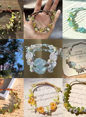 New Chinese Monet Garden Butterfly Stone Bracelet Woven Brac