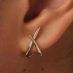 LATS Trendy Gold Color Cross Stud Earrings for Women Dainty